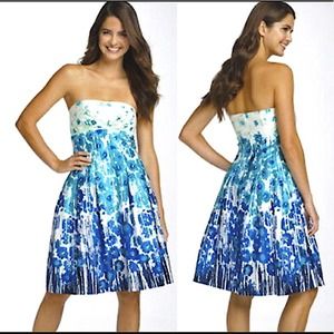 Calvin Klein Strapless Floral Fit Flare Dress Size 4 NWT
